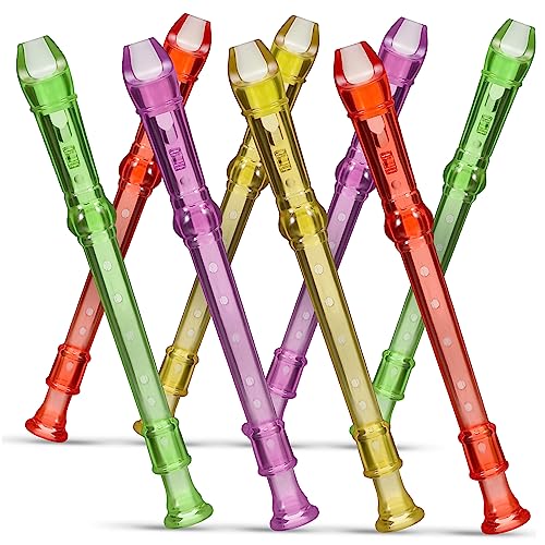 Kisangel 8Pcs Transparent Small Flute Clarinet for Beginners Educational Musical Instrument for Adults for School and Home Practice