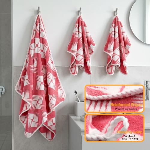 Image of Story@Home K-Cloud Luxury Bath Towel Set for Gifting, 500 GSM, Microfiber Towel Ultra Soft, Quick Dry 3X More Absorbent Than Cotton Towels, 1 Bath Towel & 2 Hand Towels, Gift Box, Set of 3-Pink