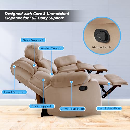 Image of Little NAP Helios Soft Suede Fabric Three Manual Standard Recliner | Padded 3 Seater Aaram Sofa | Relaxing Chair for Home Office Living Bed Room | Brown