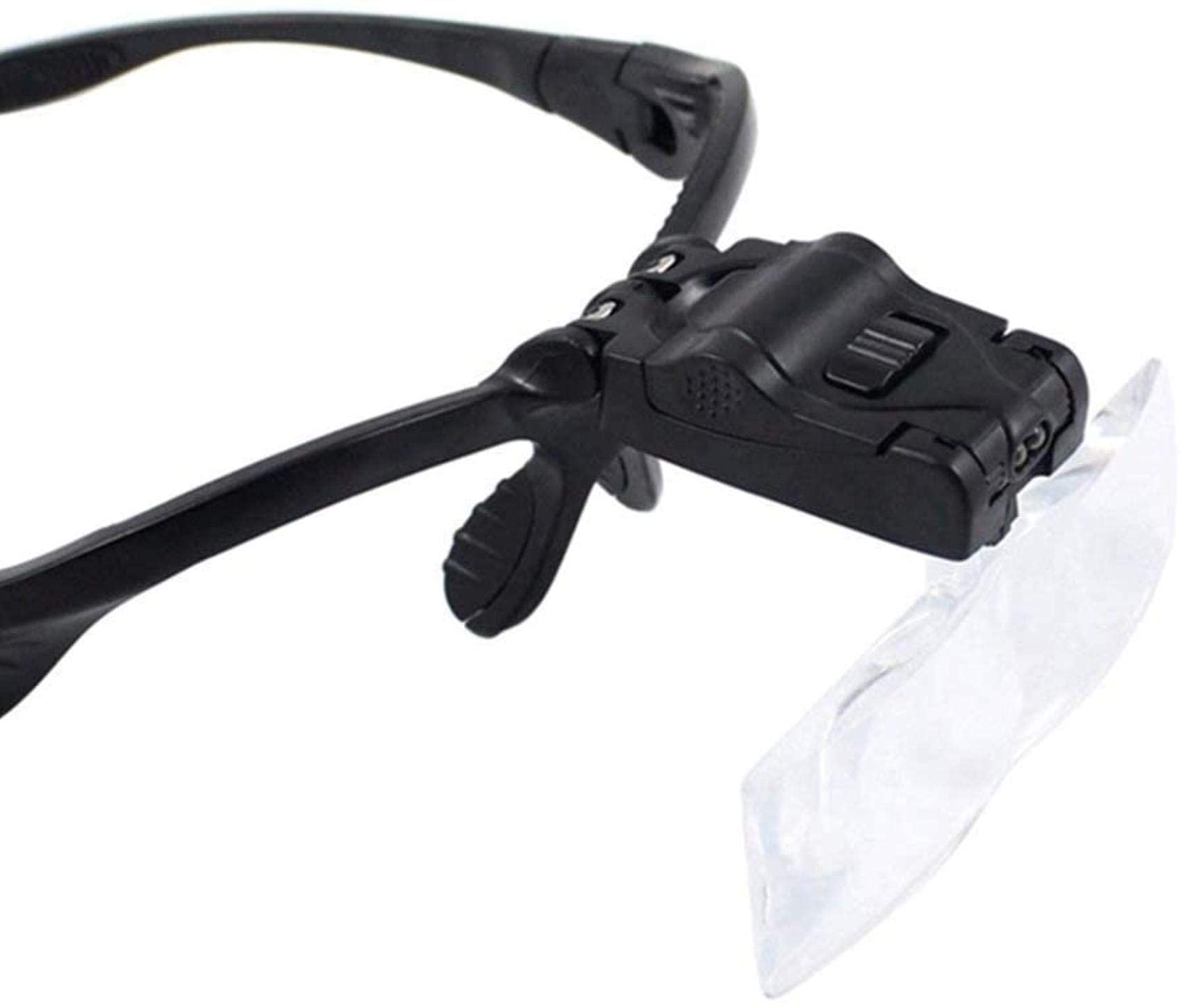 Okulary powiększające na głowę bez użycia rąk, z lampą LED 5 zestawów soczewek HD 1X 1,5X 2X 2,5X 3,5X okulary do czytania, do lutowania gazetowego naprawa robótek konserwacja lupa