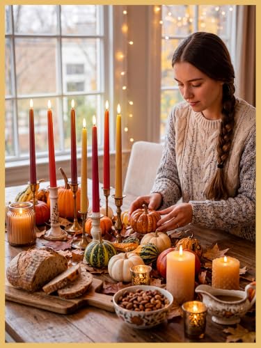 Image of Treela 24 Pcs Flameless LED Taper Candles, Fall, 11 Inch, Warm Color