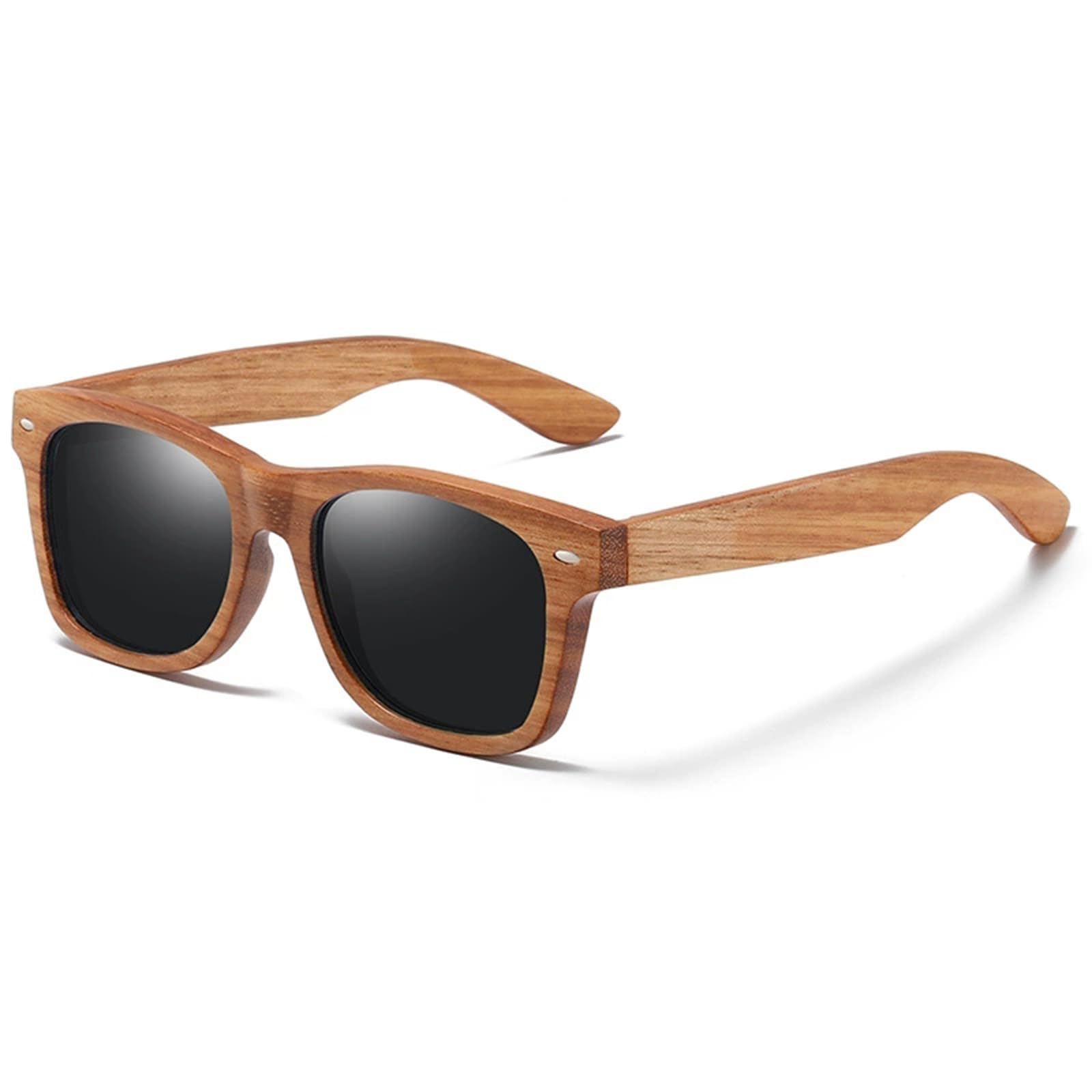 Sonnenbrille Holz Herren & Damen Polarisiert - Schwimmende Bambus Brille UV400 - Retro Style - Leicht & Robust Für Autofahren, Sport & Strand - Inkl. EtuiC,1
