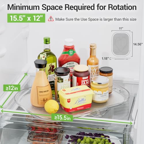 LAMU Lazy Susan Organizer 14.56''x11'' for Refrigerator Organizers and Storage Fridge Organization, Turntable Condiment  - Additional View