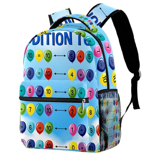 Sac à dos d'école motif mathématiques imprimé multicolore grand format