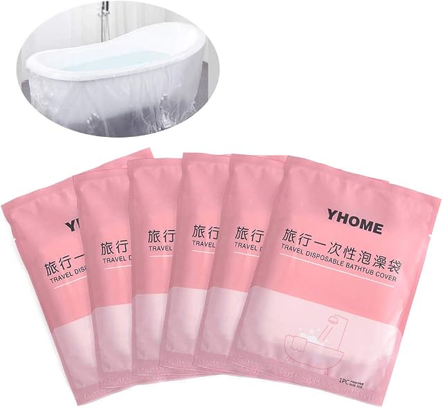 JUN-H 6 Pieces Disposable Bathtub Liner Disposable bathtub Bag Film Cover Liner Bag Ultra Large Portable for Household, Travel Hotel Bathtubs, Salon and SPA Useful (260cmx 120cm)