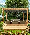 10' X 13' Outdoor Pergola with Retractable Canopy Aluminum Pergola Faux Wood Metal Pergolas Gazebo for Backyard, Deck, Patio, Garden Porch Beach Sun Shade Pavilion Grape Trellis Grill, Gray