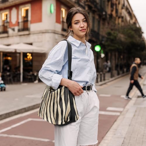 Bolso Tote Unisex Vintage ALAZA Estampado Cebra Grande miniatura 2