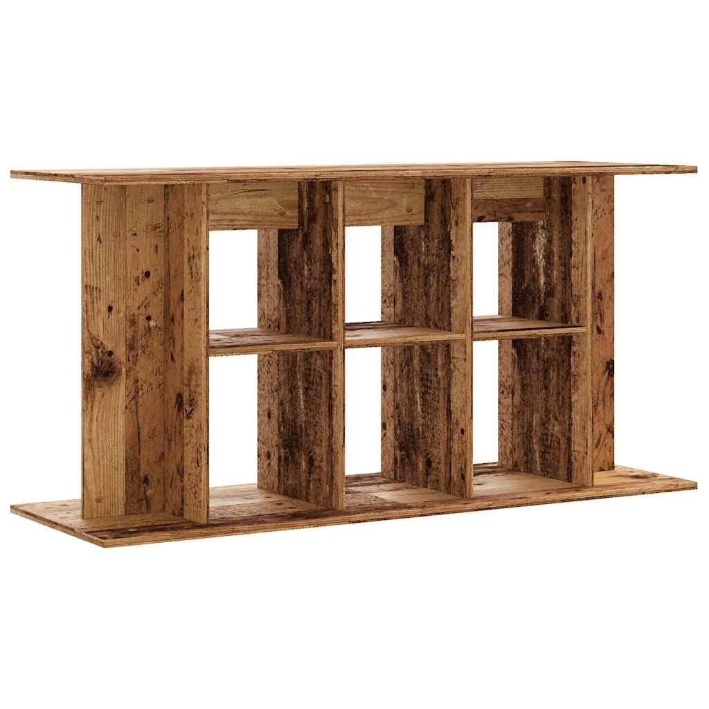 Soporte para acuario, aspecto de madera vieja, 120 x 40 x 60 cm, material de madera con espacio de almacenamiento y estantes, armario inferior estable para acuario, estantería para accesorios