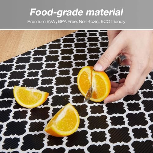 Image of Ash & Roh Multipurpose Anti-Slip Plastic Washable Liner for Bathrrom, Kitchen, Fridge Mat and Drawer Mats (Black Window, 45X100)
