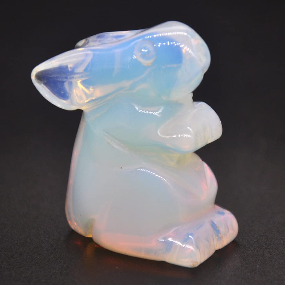 Lapin en cristal de poche sculpté main, cadeau en pierre