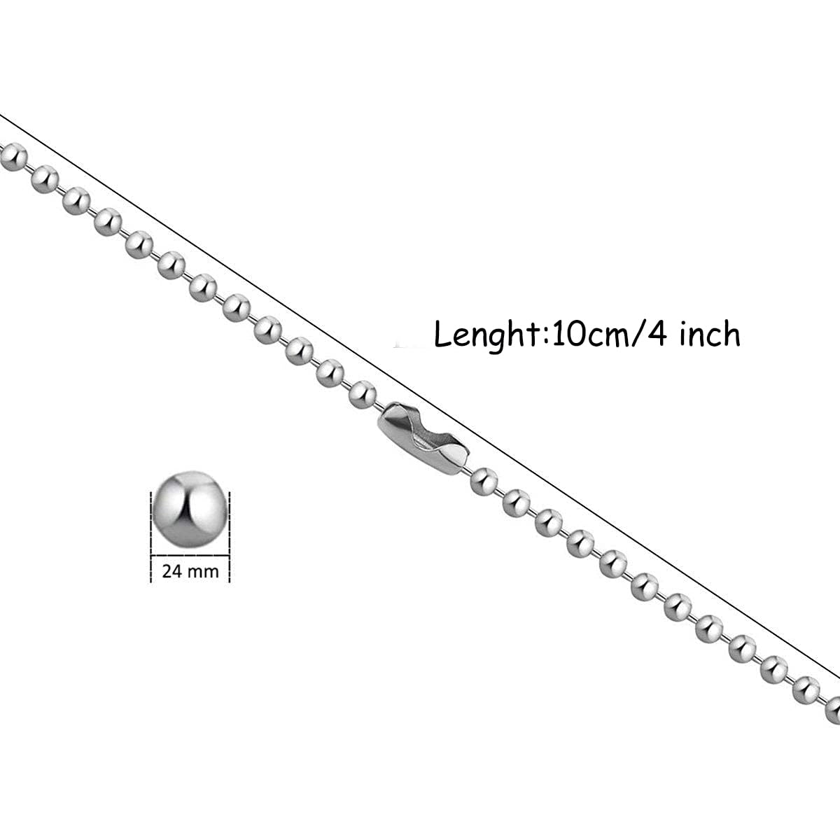 Set van 100 kogelkralen ketting, 11,9 cm metalen kralen