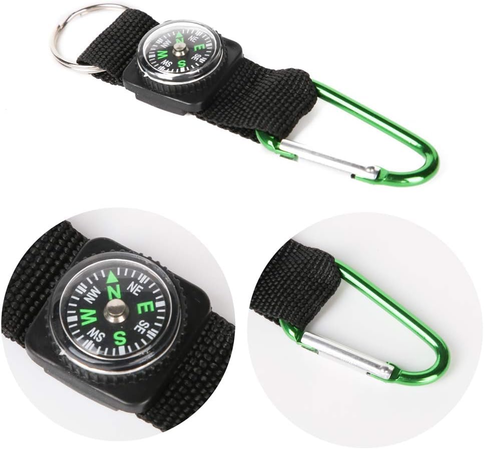 PROLOSO Carabiner Compass Keychain Belt Clips Kids Toys Prizes Outdoors Adventure Party Favors 36 Pcs - Image 3