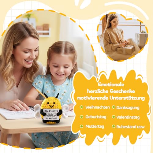 Glücksbringer Biene Pocket Hug Biene Glücksbringer Geschenke Glück Biene Positive Geschenke Positive Handgestrickt Biene Kuscheltier Geschenk Positiv Kartoffel Deutsch Ersatz Mutmacher Geschenk