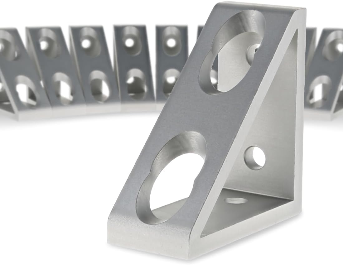8020, 4336, 15 Series, 4 Hole Aluminum Inside Corner Gusset L Bracket for 80/20 Extruded Aluminum Extrusion Heavy Duty Angle Bracket (Clear Anodize, 25)