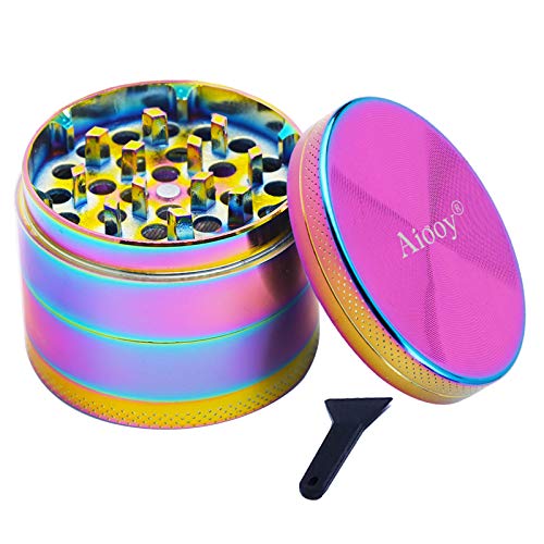 Aiooy Molinillos de Especias,Mini Molinillo de Hierbas Port�til, 4 Piezas Grinder Met�lico con Rascador Polen para Hierbas y Especias (5cm, Multicolor)