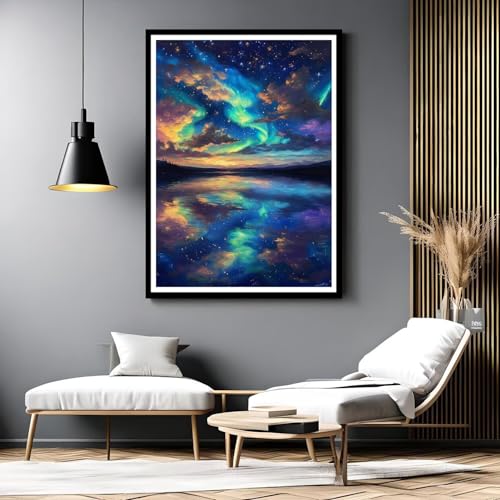 Loisirs créatifs aurore sur grande toile infroissable avec peinture acrylique