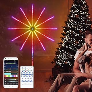 Firework LED Strip Lights Bluetooth - GEYUEYA Home Color Lights Music Sync Remote App Control 5V 5050 Rainbow Lamp for Home Bar KTV Party Christmas Decoration - 50cm*11+1M