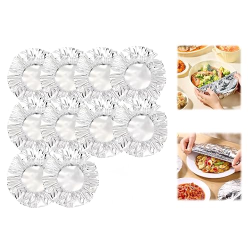 Aluminum Foil Elastic Food Cover Fresh Keeping Food Cover for Kitchen Parties & Picnics Heat Retaining Food Storage Covers for Bowls Plates Pots & Containers (10 Pcs)