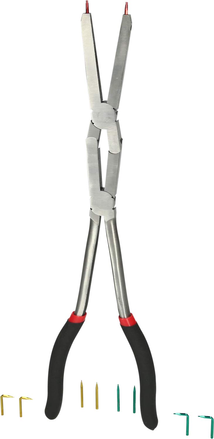 KS TOOLS 500.7015 - Pince à Circlips Intérieurs - Double Articulation - Avec Pointes Interchangeables - L. 345 mm
