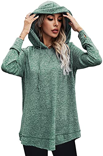 Maintain Vigour Hoodie Thumb Holes Women,Long Sleeves Workout Tops for Women Pullover Dry Fit Athlesuire Wear(Green,X-Large)