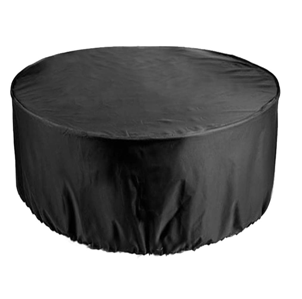 EDAHB®Circular Table Cover, Waterproof Breathable 210D Oxford Fabric Garden Furniture Cover, Round (128x71/185x110/230x110cm) - Black