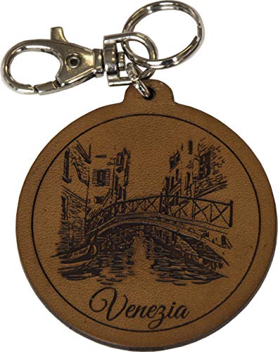 Etabeta Artigiano Toscano - Llavero de cuero grabado personalizado con imágenes de Venecia, fabricado en Italia, Venecia (Marrón) - PCH-BR-5 Cover