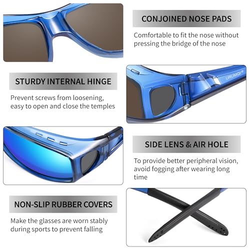 Image of URUMQI Polarized Sunglasses Fit Over Glasses for Men Women, Wraparound Sun Glasses UV400 Protection for Driving Fishing