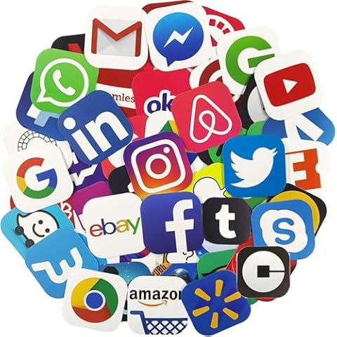 App Stickers for Laptop 50Pcs Pack, Teen Waterproof Vinyl Water Bottle Computer Notebook Car Skateboard Motorcycle Bicycle Luggage Guitar Bike Decal Cover