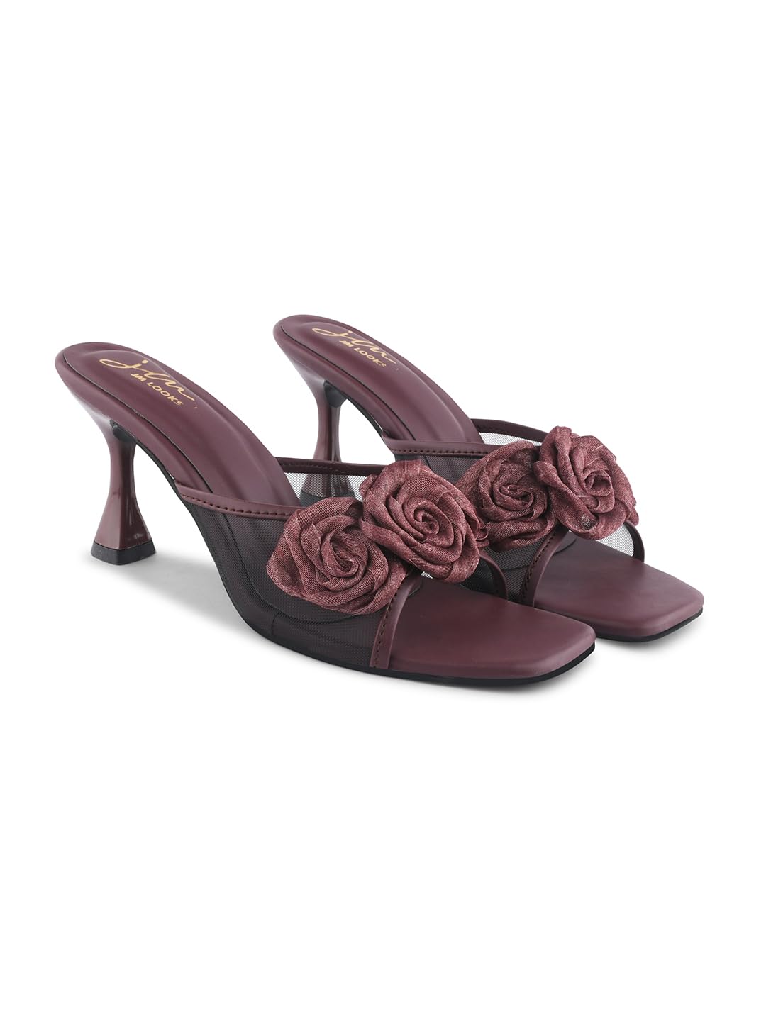 JM LOOKS Stylish Embellished Kitten Heels Sandal For Women & Girls | Pencil Hees | Stiletto Heels | (Wine, 39) (B0D73F9S2Y) Amazon Price History, Amazon Price Tracker