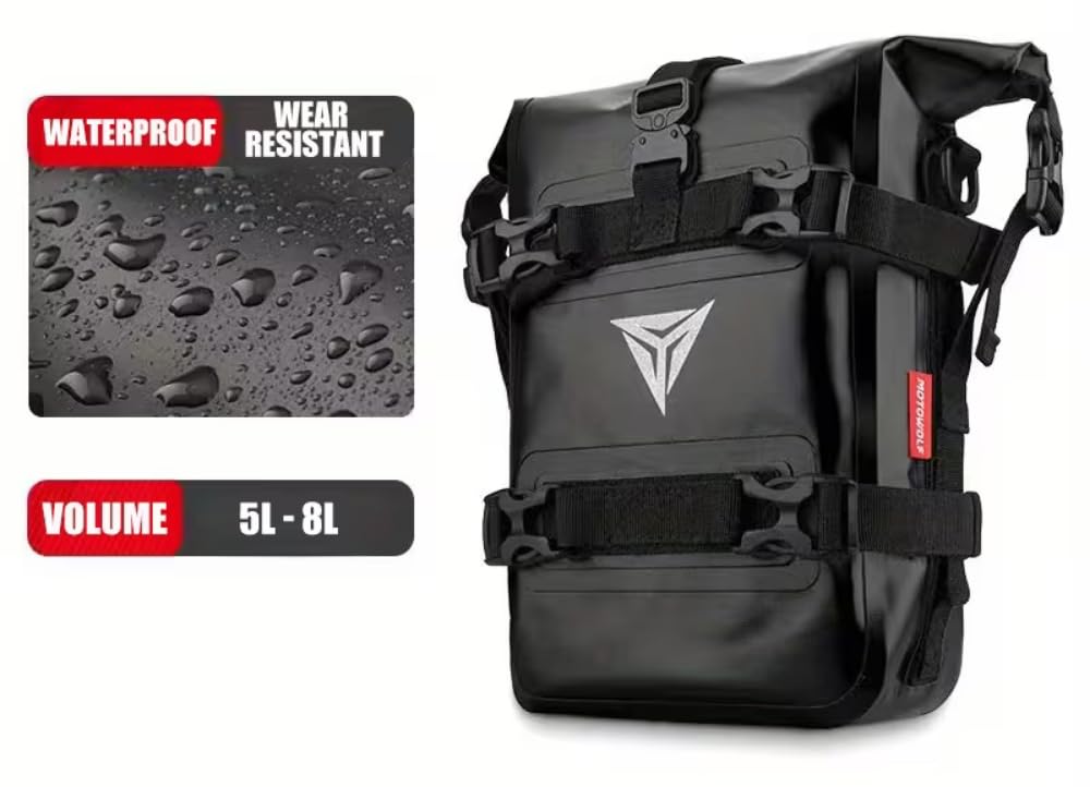 Generisch 2X Tasche für Motorrad Sturzbügel 5-8 Liter Wasserdicht mit verstellbaren Gurten