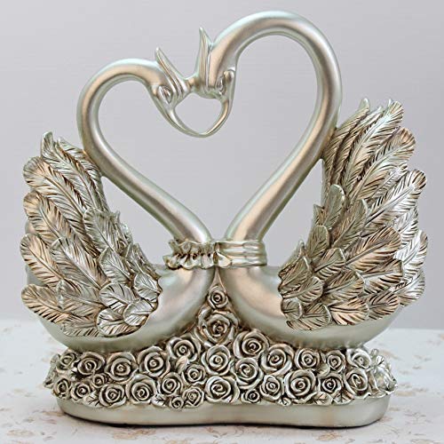MKYXLN Home Decor Love Swan Heart-Shaped Resin Ornaments Wedding Gifts Swan Miniature