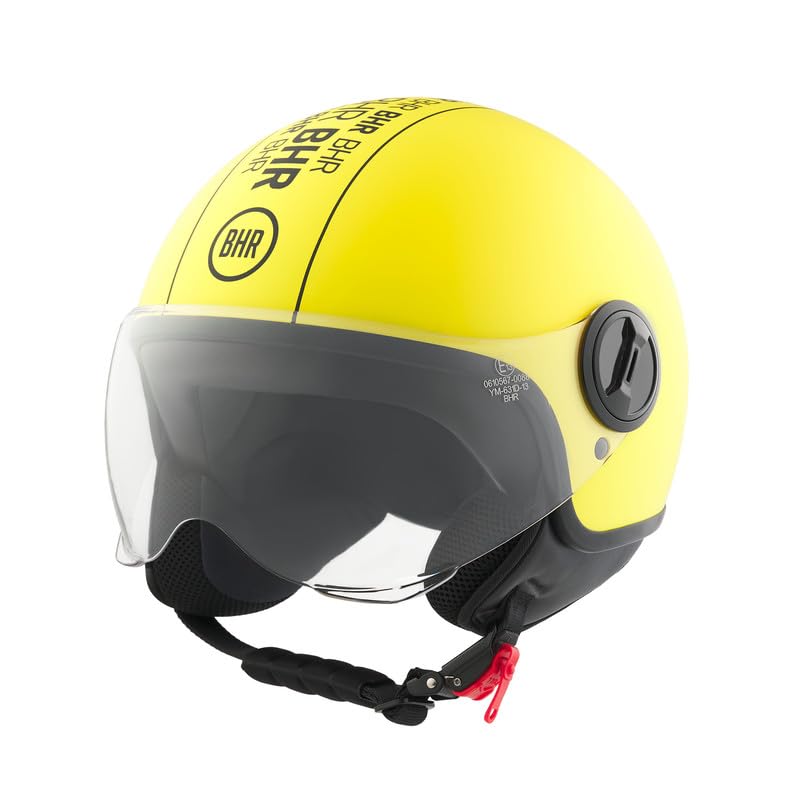 BHR Casco Demi-Jet 835 SPECIAL - Casco Scooter Omologato ECE 22.06 con Visiera a Occhiale Antigraffio - Sgancio Micrometrico e Guanciali Removibili - Cool Yellow L