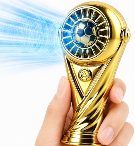Soccer Trophy Shaped Handheld Fan, Portable USB Rechargeable Mini...