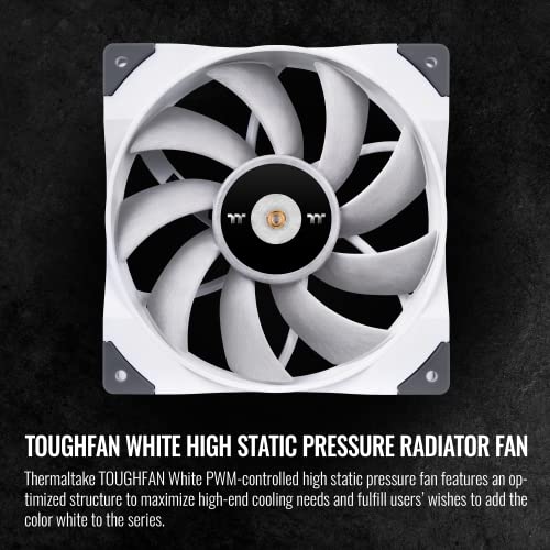 Image of Thermaltake ToughFan 12 White High Static Pressure 2000 PWM, Metal-Reinforced Motor Hub, Gen.2 Hydraulic Bearing 120mm Case /Radiator Fan, Single Pack, CL-F117-PL12WT-A