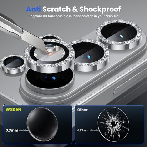 Image of WSKEN for Samsung Galaxy S26 Ultra Camera Lens Protector - Ultra Thin Case Friendly, 9H Shatterproof Tempered Glass with Anti Scratch Metal Circle Camera Screen Protector Cover Accessories, Glitter