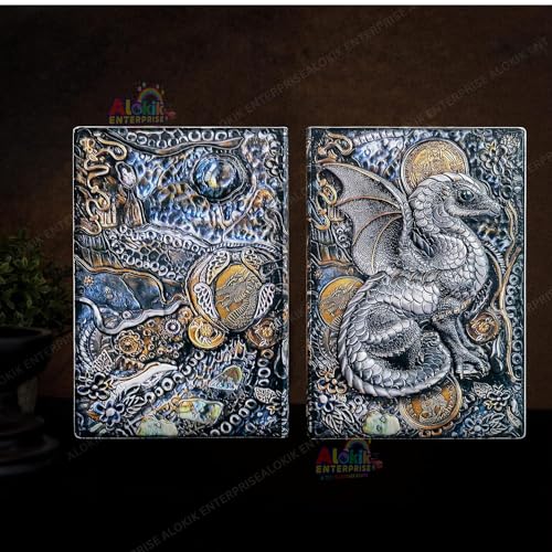 Image of Alokik 3D Vintage Dragon DND Journal Writing Notebook,3D Dragon Embossed Leather Notebook Travel Journal With 200 Pages A5 Journal Diary Writing Valentines Anniversary Birthday Gifts for Men Women