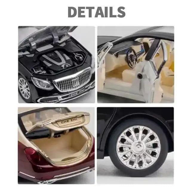 Image of Mercedes Benz Maybach S600 1:24 Big Size Diecast Scale Model Alloy Metal Pull Back Toy car for Kids with Openable Doors & Light, Music Toy Vehicle for Kids (Silver+Black)
