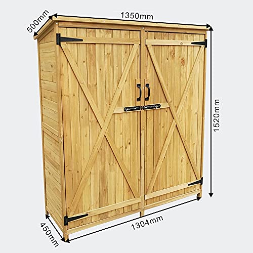 Wiltec Gartenhaus 2-flügelige Tür 1350x500x1540mm aus Fichtenholz mit Bitumendach – Bild 7