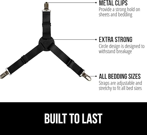 Miniatura 2 de GORILLA GRIP Soportes de sábanas pendientes de patente, sujetadores elásticos ajustables con clips de metal, correas de ropa de cama ajustables para