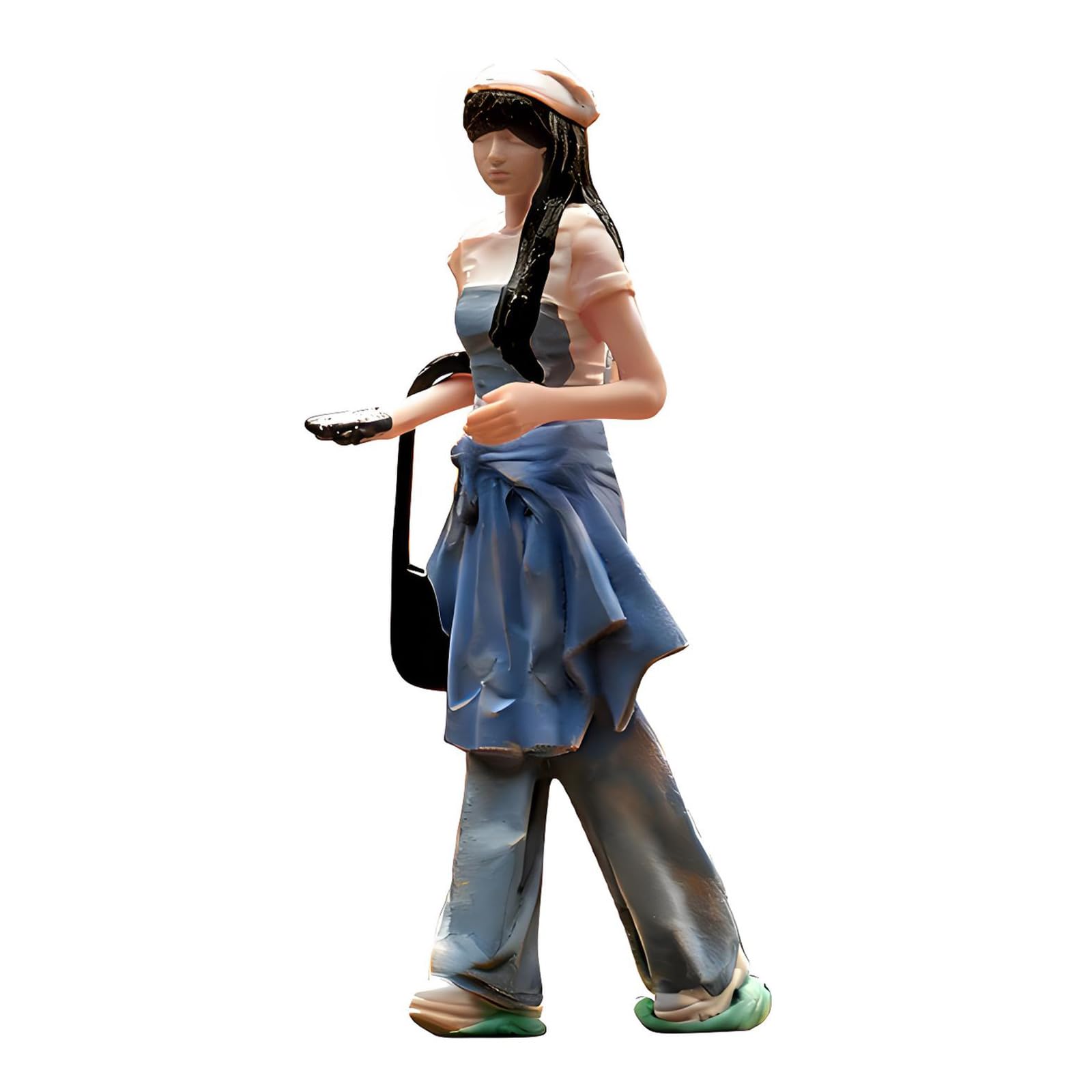 Colorful Miniature Girl Doll Model Figurine with Fashion Outfit and Jeans for Doll House Display and Collectible Decors Miniature Girl Figurine Model Accessories Collectible Miniatures Resin Statue