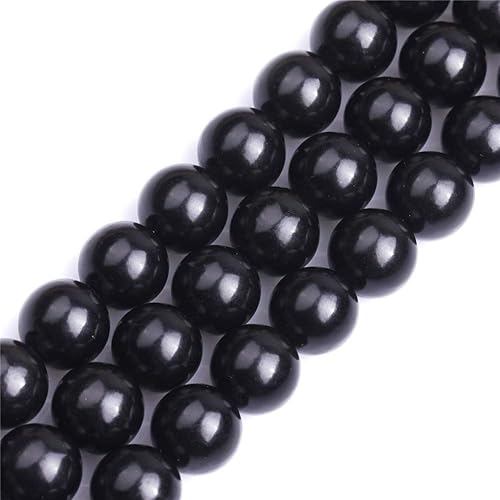 Miniatura 249 de GEM-Inside - Cuentas sueltas de piedra de lava negra natural de 0.315 in para hacer joyas, 15 pulgadas Cordierita de grado A