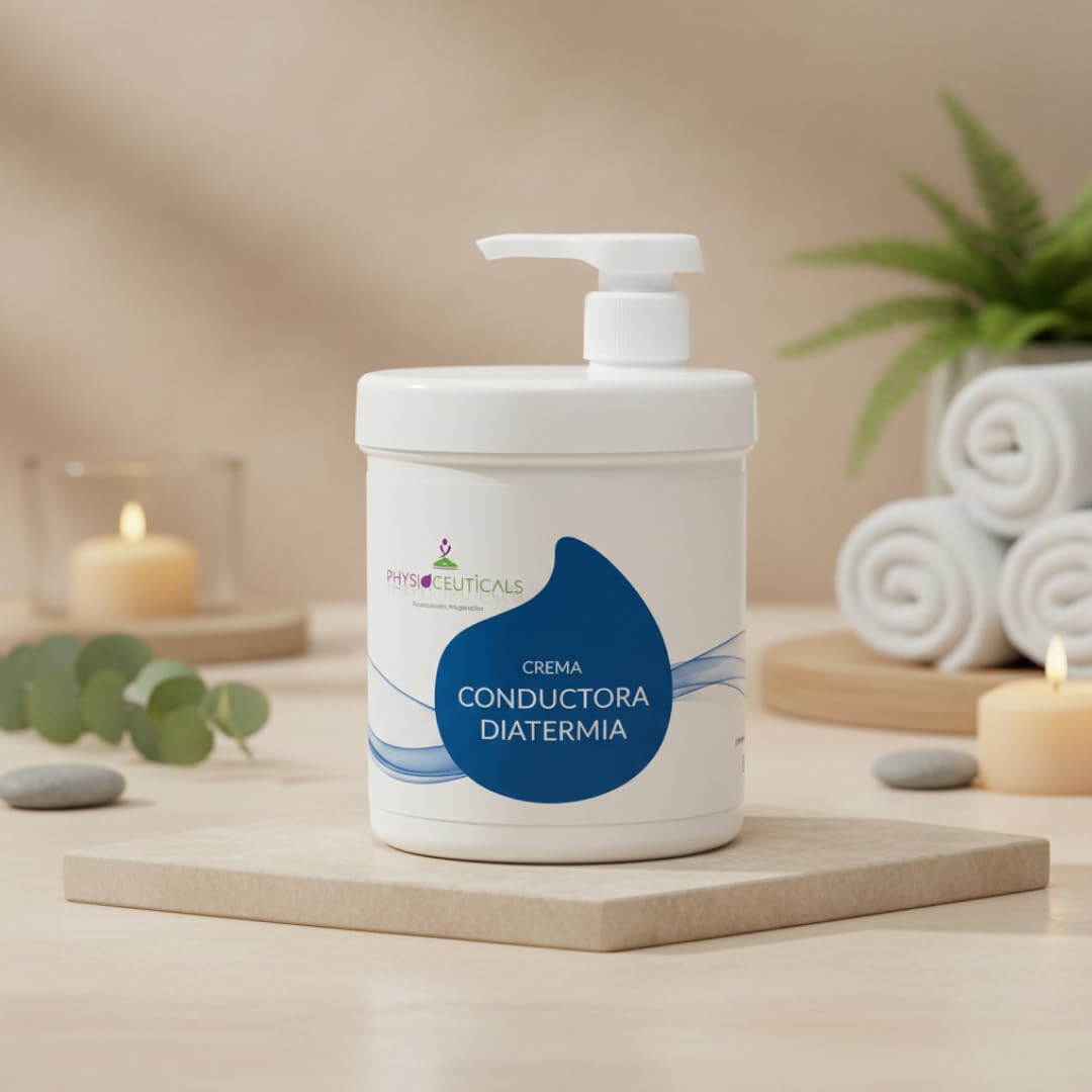PHYSIOCEUTICALS - Crème Conductrice pour Radiofréquence et Diathermie 1000 ml + Pompe doseuse - Base neutre professionnelle à la vitamine F pour spécialistes