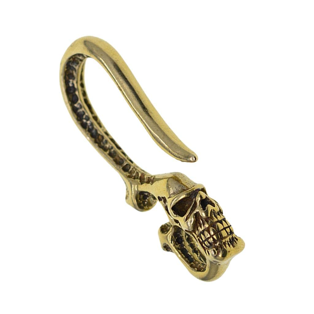 chiwanjichiwanji 56mm Brass Keychain Skull Hook Pocket Chain Belt Wallet Clip Holder Car Keychain for Leather Craft, Golden