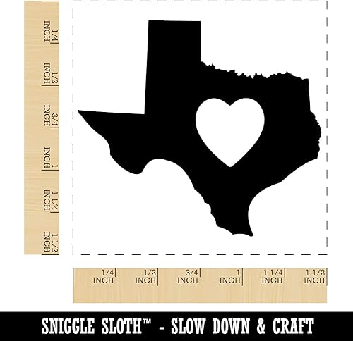 Miniatura 2 de Sello de tinta de goma autoentintado con corazón de Texas State with Heart  1-12 pulgadas grande  tinta azul
