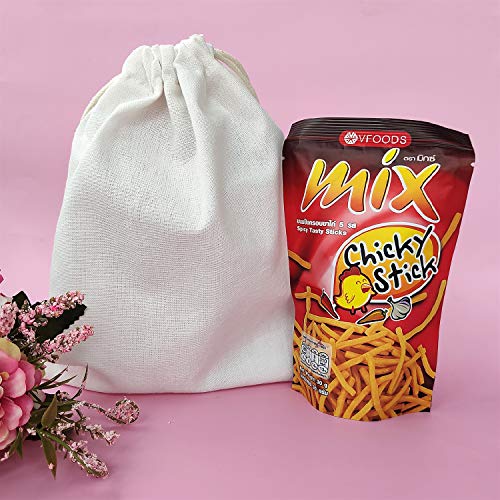 SumDirect 20 Stück Baumwolltasche Stoffbeutel mit Kordelzug, Baumwolle Säckchen Baumwollbeutel 20 x 25 cm