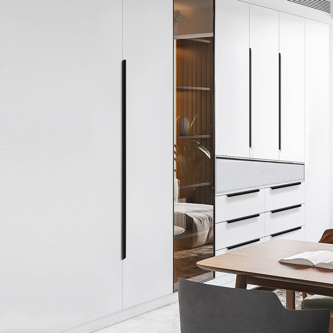 Maniglie nascoste moderne nere per mobili da cucina nascoste, maniglie invisibili per ante dell'armadio, 2 maniglie per cassetti, in lega di alluminio (lunghezza 1000 mm)