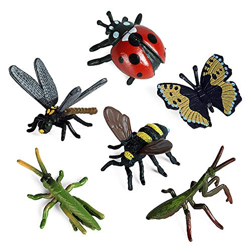 Rcomg 12 Pcs Small Realistic Insects Figures Toys, Plastic Wildlife Animal Fake Bug Toys Halloween Party Favor School Project Bug Figurines Set For Kids Toddlers #TOP2