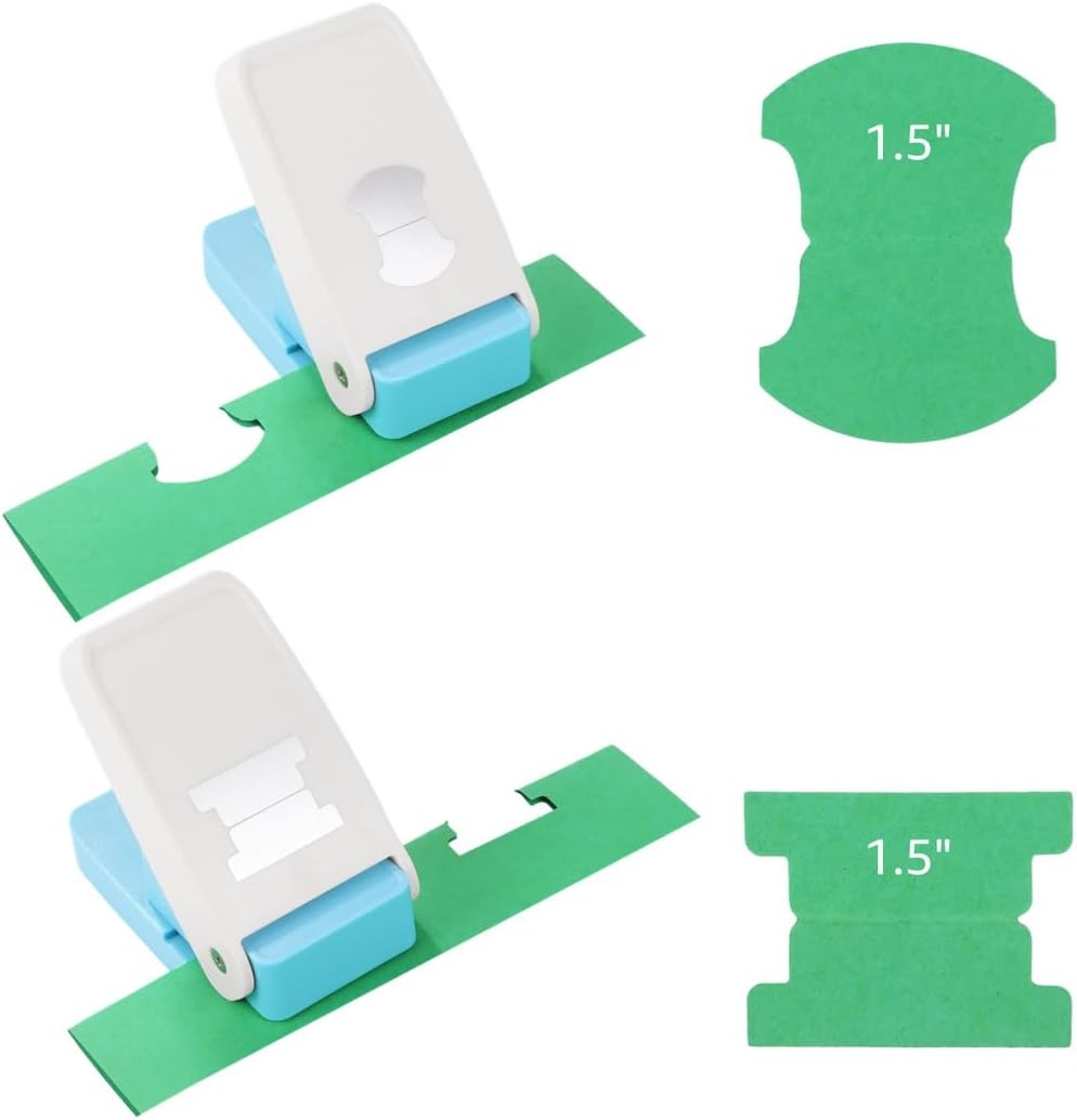 2 Pcs DIY File Tab Punch Set, 1.5In Index Punchers, Label Tag Paper Cutter Tools for Crafting, Scrapbook, Card Making