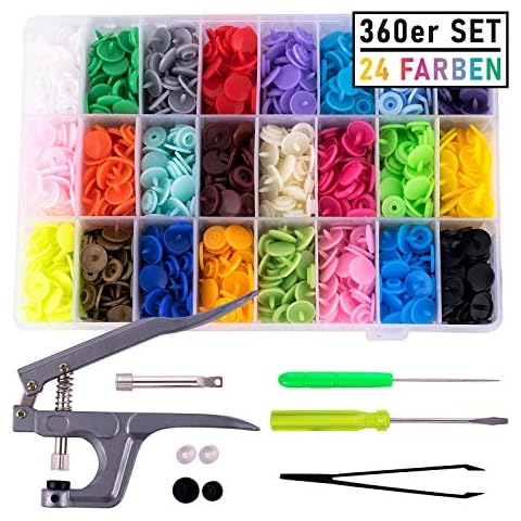 pajoma 360er Set 24 Farben T5 Druckknöpfe + Zange Cover