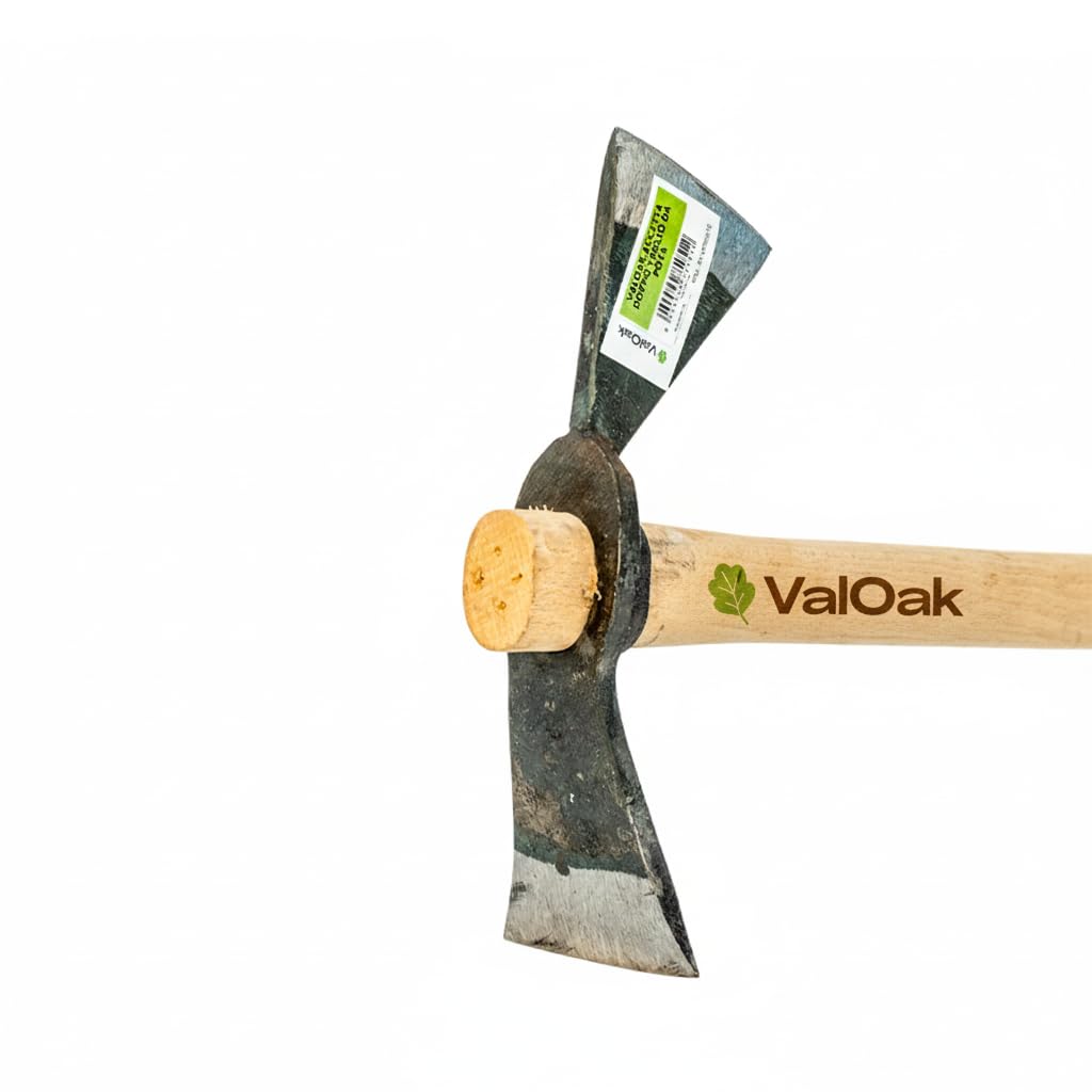 Valoak Accetta da Potatura a Doppio Taglio | Manico in Legno di Faggio da 60 cm | Lama in Acciaio da 22 cm | Made in Italy